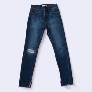Loft dark wash distressed skinny